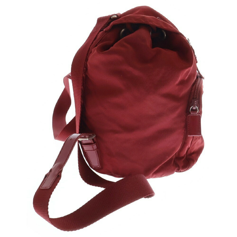 Prada Bag Triangle Drawstring Red Tessuto Backpac… - image 3